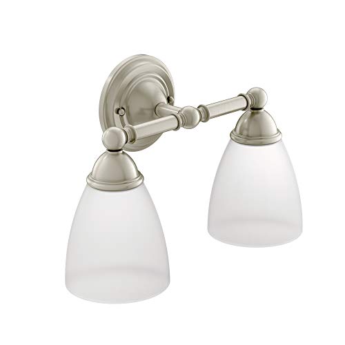 Book Cover Moen YB2262BN Brantford 2-Light Dual-Mount Bath Bathroom Vanity Fixture with Frosted Glass, Brushed Nickel 9.60 x 10.00 x 20.60 inches