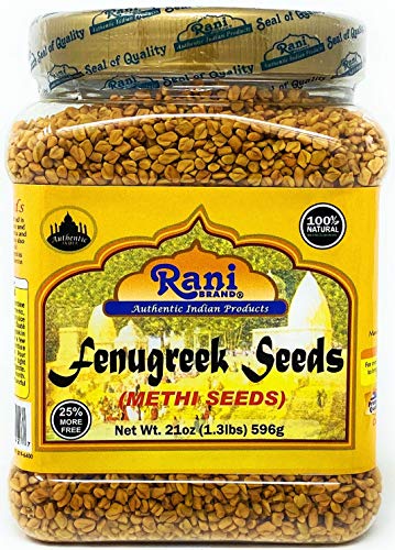Book Cover Rani Fenugreek (Methi) Seeds Whole 21oz (1.30lbs 596g - 1lb & 5oz) PET Jar, Trigonella foenum graecum ~ All Natural | Vegan | Gluten Free | Non-GMO | Indian Origin, used in cooking & Ayurvedic spice
