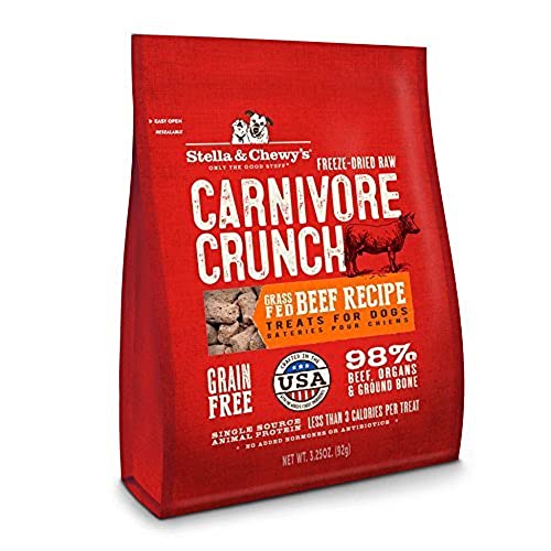 Book Cover Stella & Chewy's Freeze-Dried Raw Carnivore Crunch Grass-Fed Beef Recipe Dog Treats – 3.25 oz. Bag