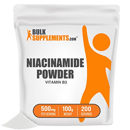 Book Cover BULKSUPPLEMENTS.COM Niacinamide Powder - Vitamin B3 Supplement for Skin Support - Flush Free, Gluten Free, No Filler - 500mg per Serving, 200 Servings (100 Grams - 3.5 oz)