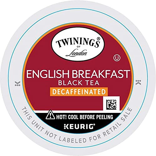 Book Cover Twinings Decaf English Breakfast Tea K-Cup Pods for Keurig, Naturally Decaffeinated Black Tea, Smooth, Flavourful, Robust, 12 Count (Pack of 6)