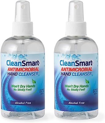 Book Cover CleanSmart Antimicrobial Skin & Hand Cleanser, 8 Ounce Bottle (Pack of 2) Alcohol-Free Safe Cleanser