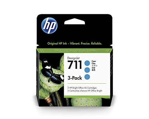 Book Cover HP 711 Cyan 29-ml 3-Pack Genuine Ink Cartridges (CZ134A) for DesignJet T530, T525, T520, T130, T125, T120 & T100 Large Format Plotter Printers