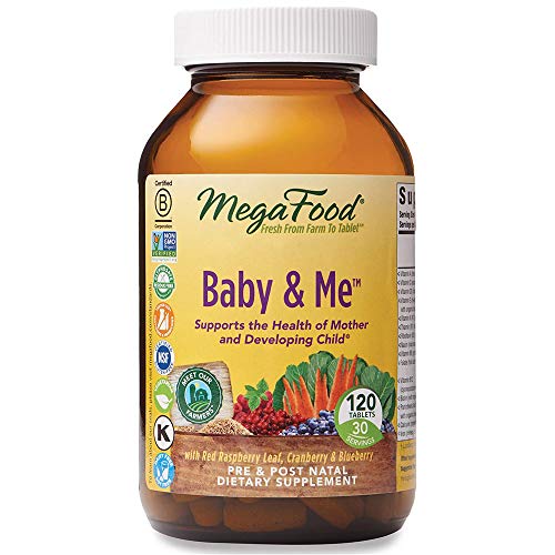 Book Cover MegaFood, Baby & Me, Prenatal and Postnatal Vitamin with Folic Acid, Iron, Herbs, Non-GMO, 120 Tablets (30 Day Supply) (FFP)