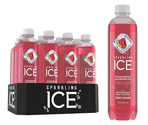 Book Cover Sparkling Ice, Strawberry Watermelon Sparkling Water, with antioxidants and vitamins, Zero Sugar, 17 FL OZ Bottles (Pack of 12)