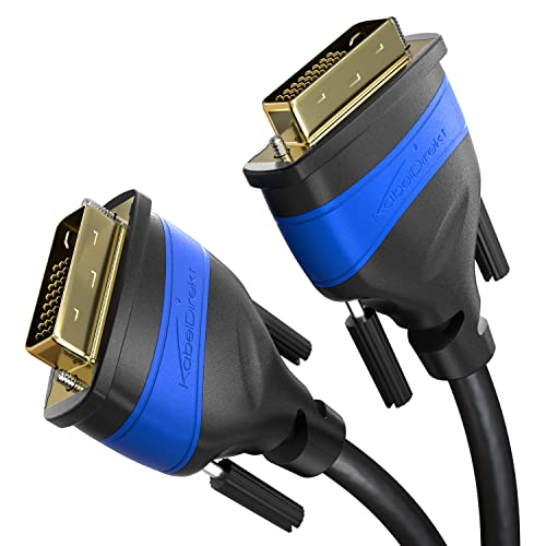 Book Cover Dual Link DVI cable – with ferrite core for interference-free signal transmission – 15ft (digital DVI-D/24+1 monitor cable, DVI to DVI, up to 2560×1600 at 60Hz or Full HD/1080p) by CableDirect