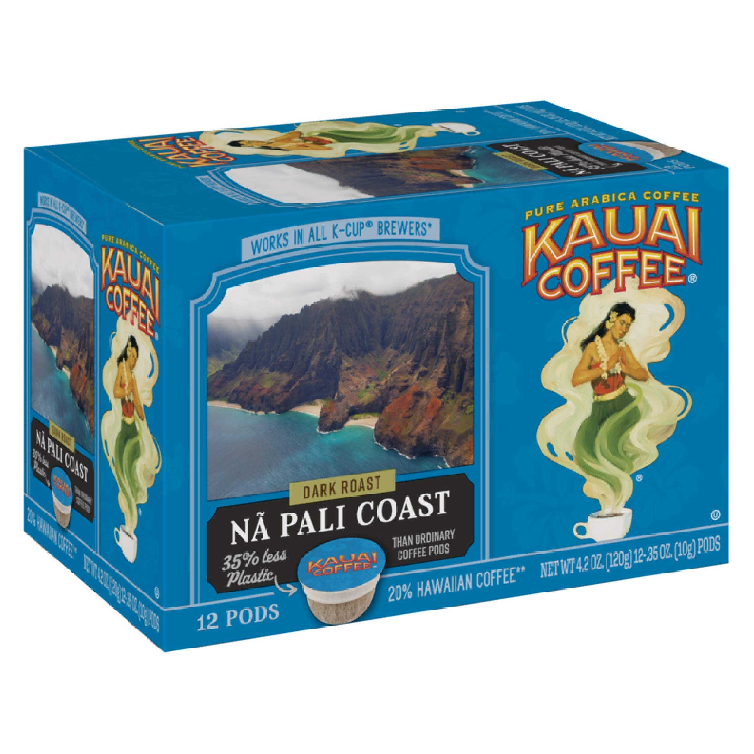 Book Cover Kauai Coffee Single-Serve Pods, Na Pali Coast Dark Roast Arabica Coffee from Hawaii’s Largest Coffee Grower, Compatible with Keurig K-Cup Brewers - 12 Count Na Pali Coast Dark Roast 12 Count (Pack of 1)