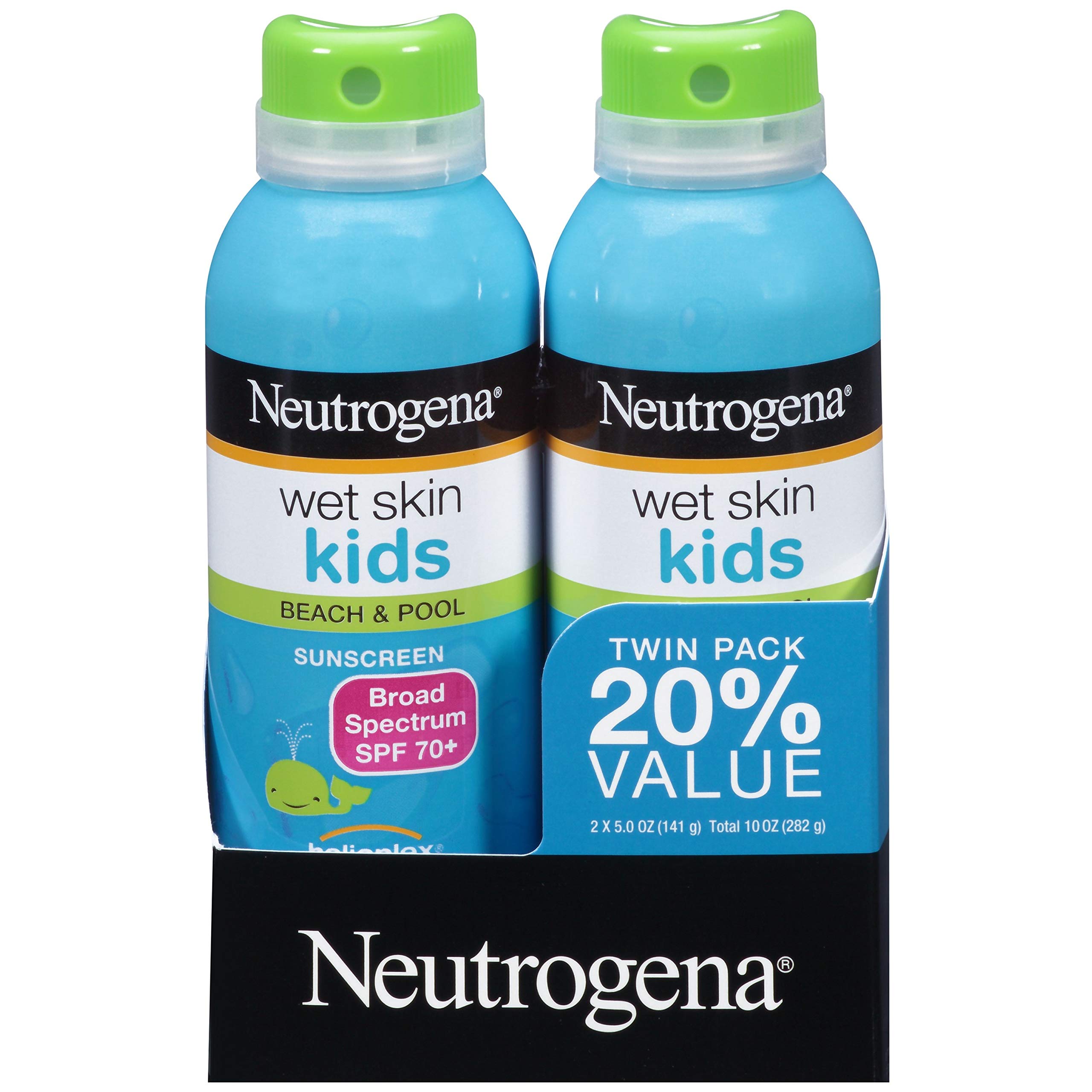 Book Cover Neutrogena Wet Skin Kids Sunscreen Spray, Water-Resistant and Oil-Free, Broad Spectrum SPF 70+, 5 oz 2PK Wet Skin Twin Pack