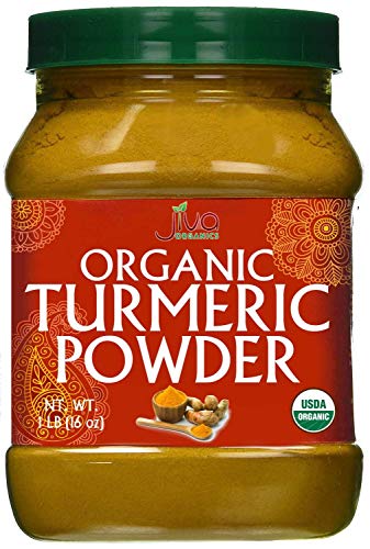 Book Cover Organic Turmeric Powder 1 Pound Jar by Jiva Organics - 100% Raw with Curcumin