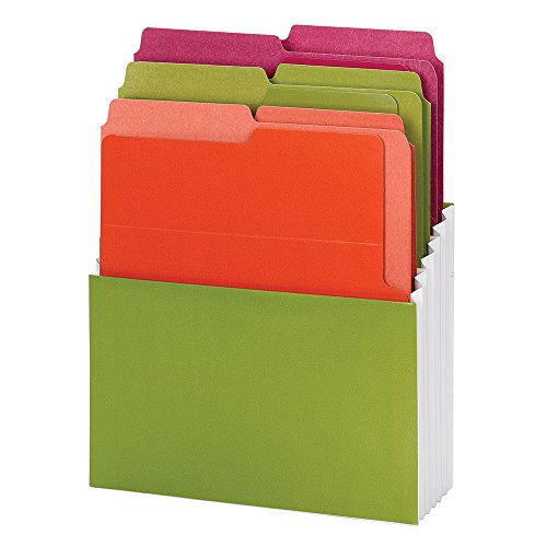 Book Cover Smead Organized Up Vertical Stadium File with Heavyweight Vertical Folders, 3 Pockets, Letter Size, Peridot/Brights (70222) , Green