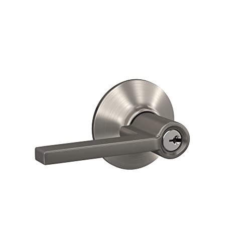 Book Cover Schlage F51A LAT 619 Latitude Door Lever, Keyed Entry Lock, Satin Nickel