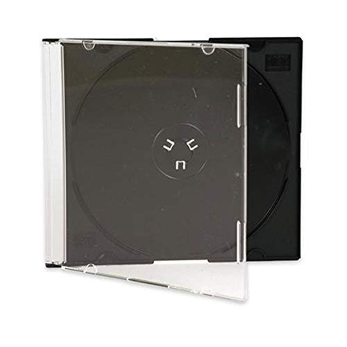 Book Cover Maxtek Ultra Thin 5.2mm Slim Clear CD Jewel Case with Built In Black Tray, 50 Pack.