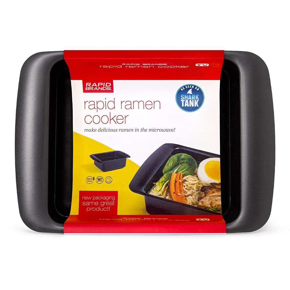 Book Cover Rapid Ramen Cooker | Microwavable Cookware for Instant Ramen | BPA Free and Dishwasher Safe | Perfect for Dorm, Small Kitchen or Office | Black Black 1-Pack