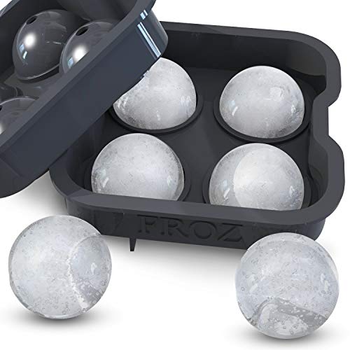 Book Cover Housewares Solutions Froz Ice Ball Maker â€“ Novelty Food-Grade Silicone Ice Mold Tray With 4 X 4.5cm Ball Capacity