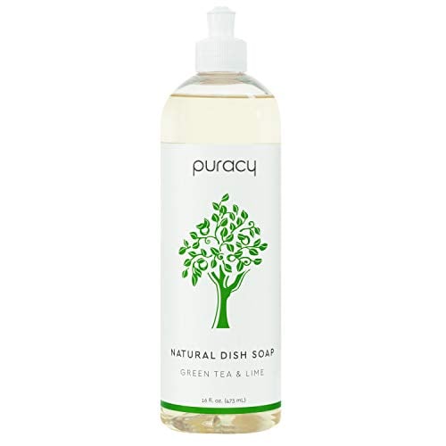 Book Cover Puracy Natural Dish Soap, Green Tea & Lime, Sulfate-Free Liquid Dishwashing Detergent, 16 Ounce