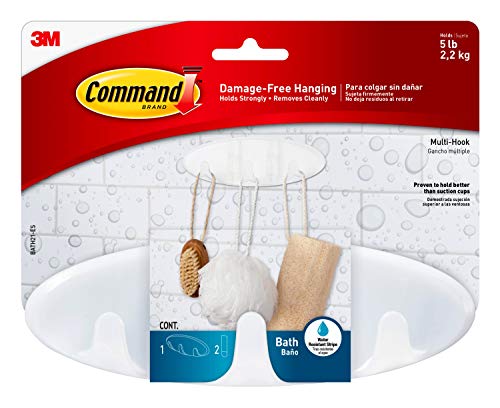 Book Cover 3M Command Bathroom Hook with Water Resistant Strips - Multi-Hook, White