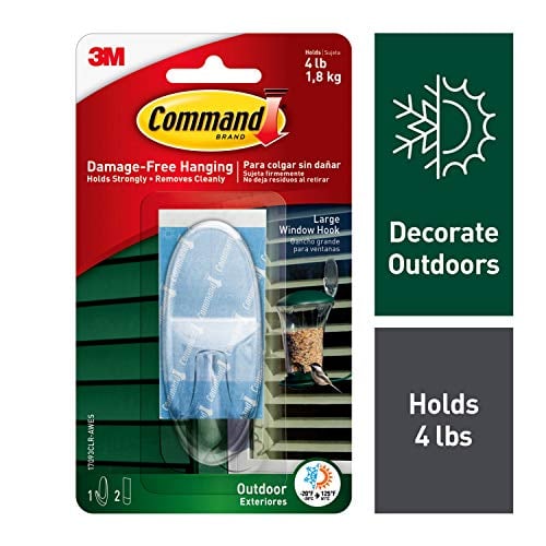 Book Cover Command Outdoor Window Hook, (17093CLR-AWES), Pack of 4