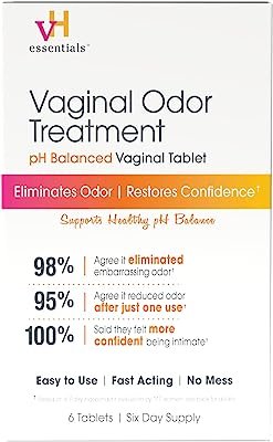 Book Cover vH essentials Vaginal Odor Treatment - pH Balanced Vaginal Suppositories - 6 Tablets With Applicator, White, (667-06)
