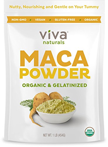 Book Cover Viva Naturals Organic Maca Powder, Gelatinized for Enhanced Bioavailability, Non-GMO, 1lb Bag