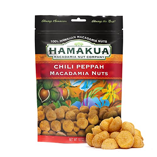 Book Cover Hamakua Macadamia Nuts - Spicy Chili Pepper - Hawaiian Grown Flavored Dry Roasted Half and Whole Macadamias - Natural Eco-Friendly Large Macadamia Nuts