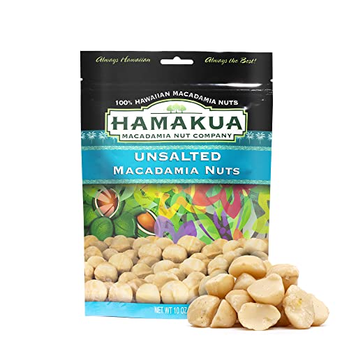 Book Cover Hamakua Macadamia Nuts - Unsalted Hawaiian Grown Dry Roasted Half and Whole Macadamias without Salt - Natural Eco-Friendly Large Macadamia Nuts (10 oz Pouch)