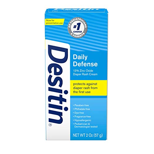 Book Cover Desitin Daily Defense Baby Diaper Rash Cream with 13% Zinc Oxide Barrier Cream to Treat, Relieve & Prevent Diaper Rash, Hypoallergenic, Dye-, Phthalate- & Paraben-Free, Travel Size, 2 oz