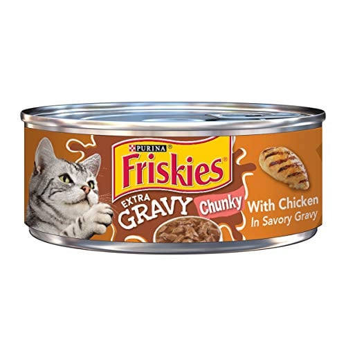 Book Cover Purina Friskies Gravy Wet Cat Food, Extra Gravy Chunky With Chicken in Savory Gravy - (24) 5.5 oz. Cans