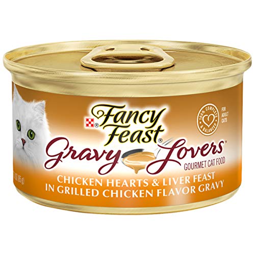 Book Cover Purina Fancy Feast Gravy Wet Cat Food, Gravy Lovers Chicken Hearts & Liver Feast - (24) 3 oz. Cans
