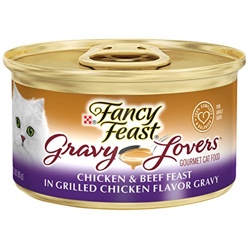 Book Cover Purina Fancy Feast Gravy Wet Cat Food, Gravy Lovers Chicken & Beef in Grilled Chicken Flavor Gravy - (24) 3 oz. Cans