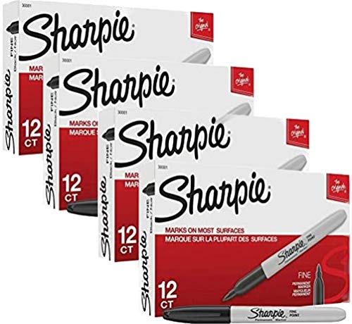Book Cover Sharpie Permanent Marker, Fine Point, Black (30001) (48 Markers) by Sharpie