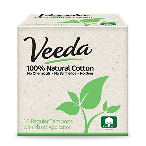 Book Cover Naturalena Brands UK Limited Veeda 100% Natural Cotton Regular Tampons with Compact Applicator, Chlorine and BPA Free, Unscented, 16 Count