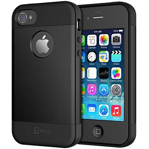 Book Cover JETech Case for iPhone 4s and iPhone 4, Logo Cut-Out Cover, Black