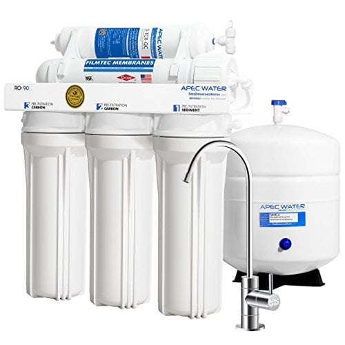 Book Cover APEC Water Systems RO-90 Ultimate Series Top Tier Supreme Certified High Output 90 GPD Ultra Safe Reverse Osmosis Drinking Water Filter System, Chrome Faucet