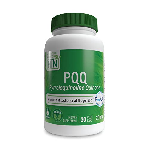 Book Cover Health Thru Nutrition PQQ 20mg Pyrroloquinoline Quinone as PureQQ | Vegan Certified, Non-GMO Gluten Free | Promotes Motochondrial Biogenesis (Pack of 30)