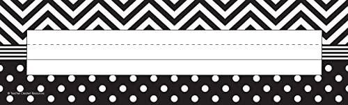 Book Cover Teacher Created Resources 5549 Black and White Chevron and Dots Name Plates