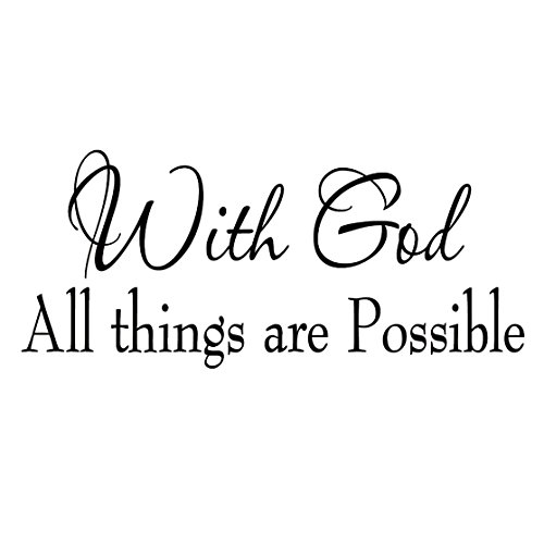 Book Cover with God All Things are Possible Faith Wall Decals Religious Quotes Family Scripture Home Decor Christian Vinyl Wall Art