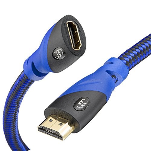 Book Cover HDMI Extender Cable 2.0 Male ~ Female 20 FT - 4K HDMI Extension 2.0 ( 20 FEET Long ) Port Saver M / F - Braided Wire - Support Ethernet 18Gbps 4K 3D Ultra HD & Audio Return Channel