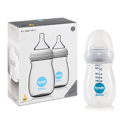 Book Cover Joovy Boob PP Baby Bottle, Clear, 9 Ounce, 2 Count