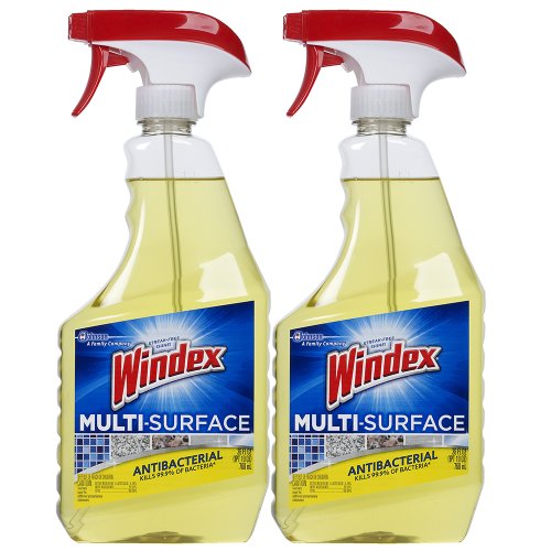Book Cover Windex Antibacterial Multi-Surface Cleaner, 26 Fl Oz Spray Bottle, Pack of 2