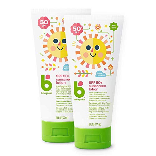 Book Cover Babyganics SPF 50 Baby Sunscreen Lotion UVA UVB Protection | Water Resistant |Non Allergenic, 2 Pack (6 Ounce)