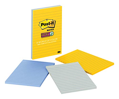 Book Cover Post-it Super Sticky Notes, 2x Sticking Power, 4 in x 6 in, New York (660-3SSNY)