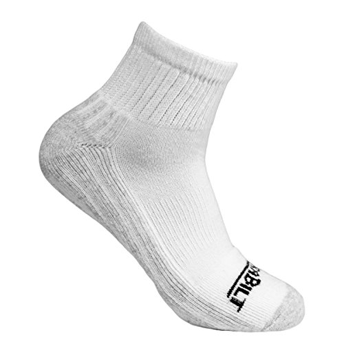 Book Cover DURABILT Adult White Cotton Ankle Sport Sock 3pk Size 10-12, Made in USA