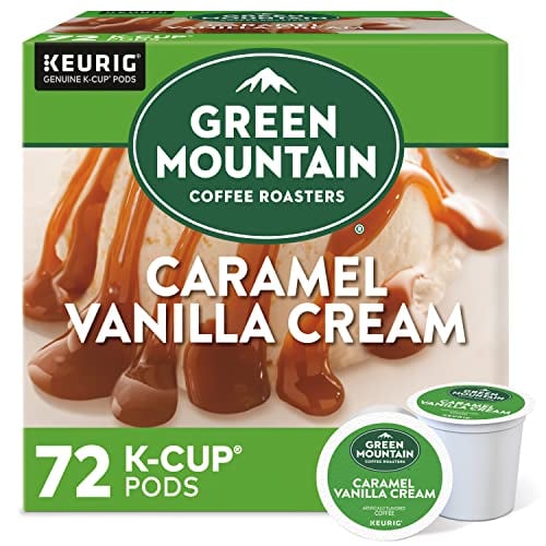 Book Cover Green Mountain Coffee Roasters Caramel Vanilla Cream Keurig Single-Serve K-Cup pods, Light Roast Coffee, 72 Count