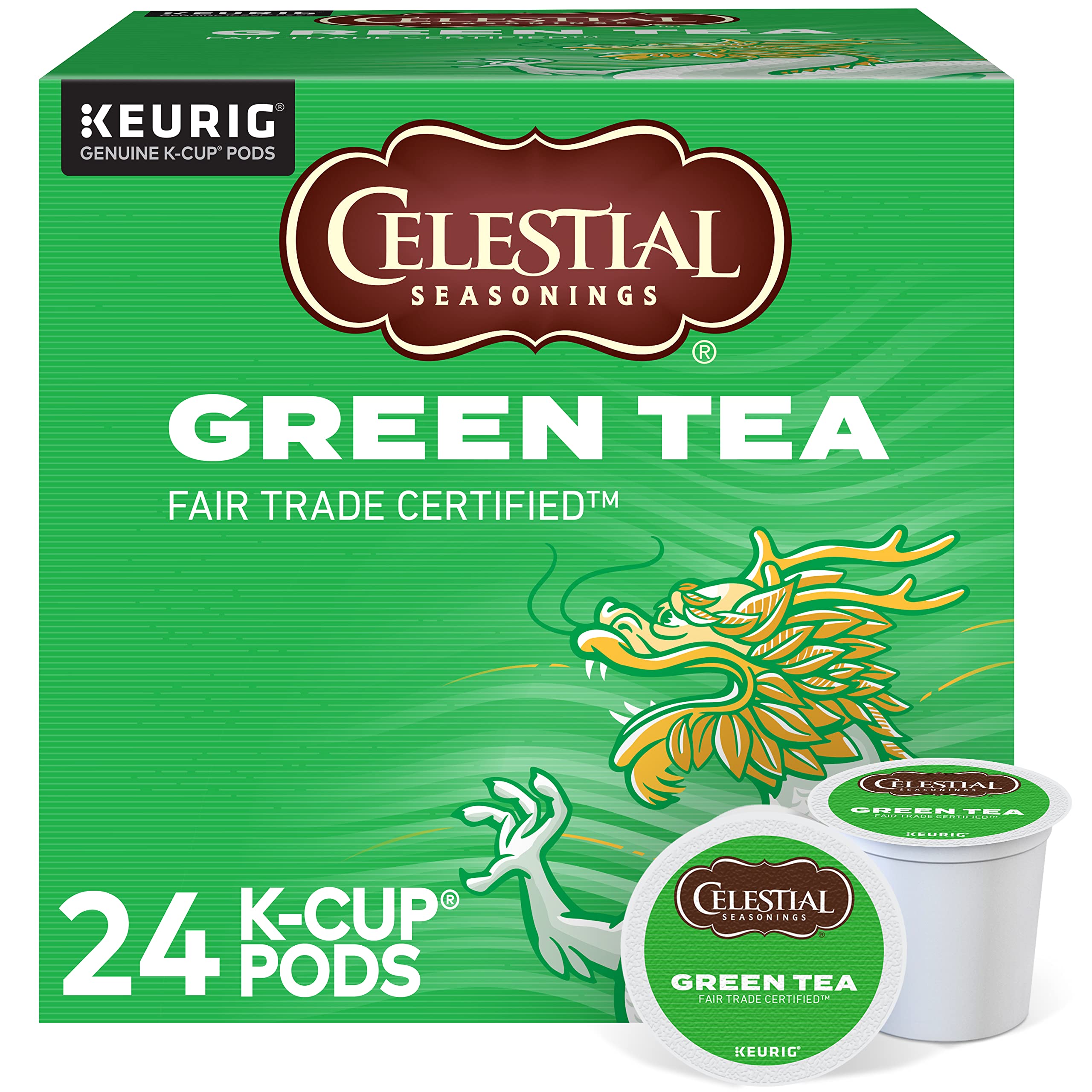 Book Cover Celestial Seasonings Green Tea, Single-Serve Keurig K-Cup Pods, 72 Count Green Tea 72 Count