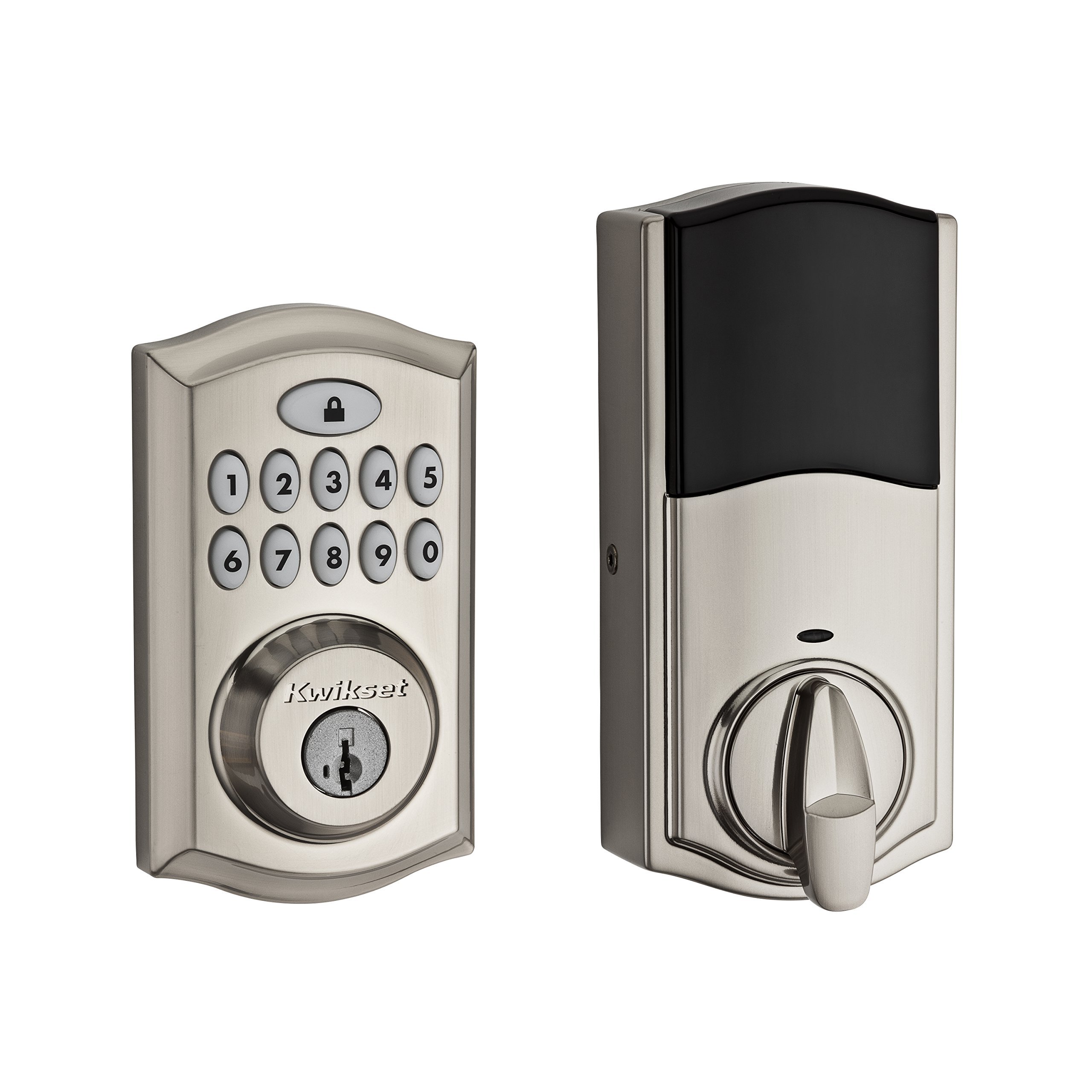 Book Cover Kwikset 99130-002 SmartCode 913 Non-Connected Keyless Entry Electronic Keypad Deadbolt Door Lock Featuring SmartKey Security, Satin Nickel Traditional Satin Nickel