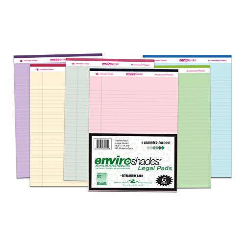 Book Cover Roaring Spring Paper Products 74221 Roaring Spring Enviroshades 8.5x11.75 Assorted Legal Pad 6/Pack