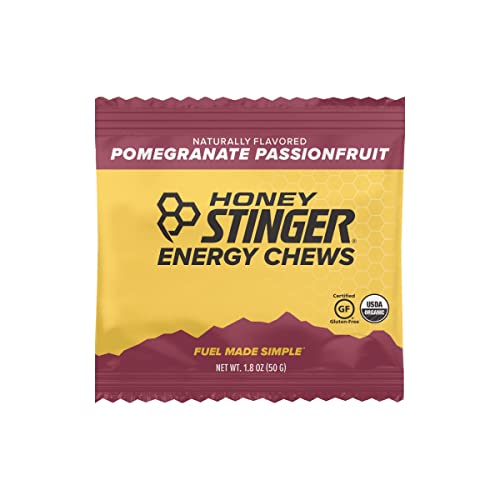 Book Cover Honey Stinger, Chew Energy Pomegranate Passion Fruit Box 12 Count Organic, 21.6 Ounce