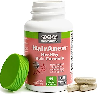 Book Cover HairAnew (Unique Hair Growth Vitamins with Biotin) - Tested - for Hair, Skin and Nails - Women and Men - Addresses Vitamin Deficiencies that Could be the Cause of Hair Loss or Lack of Regrowth (1)