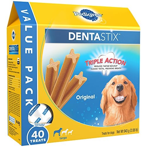Book Cover PEDIGREE DENTASTIX Large Dental Dog Treats Original, 2.08 lb. Value Pack (40 Treats)