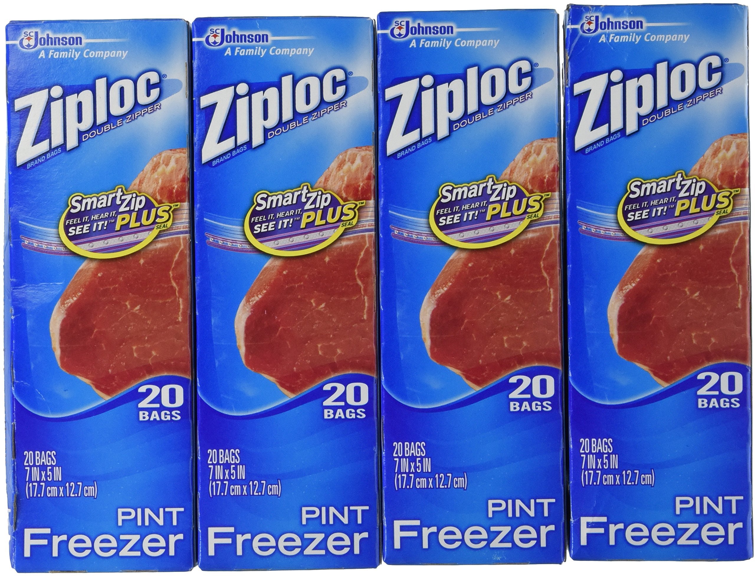 Book Cover Ziploc Freezer Bags - Pint, 20 Count (Pack of 4)
